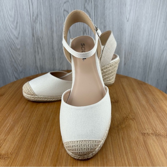 Cream Espadrille Shoes with Wedge Heel (L-BGE COT) - Picture 11 of 11